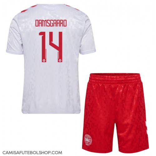 Camisa de time de futebol Dinamarca Mikkel Damsgaard #14 Replicas 2º Equipamento Infantil Europeu 2024 Manga Curta (+ Calças curtas)